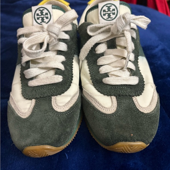 Tory Burch Green and White Sneakers Sz 6 - Picture 1 of 7